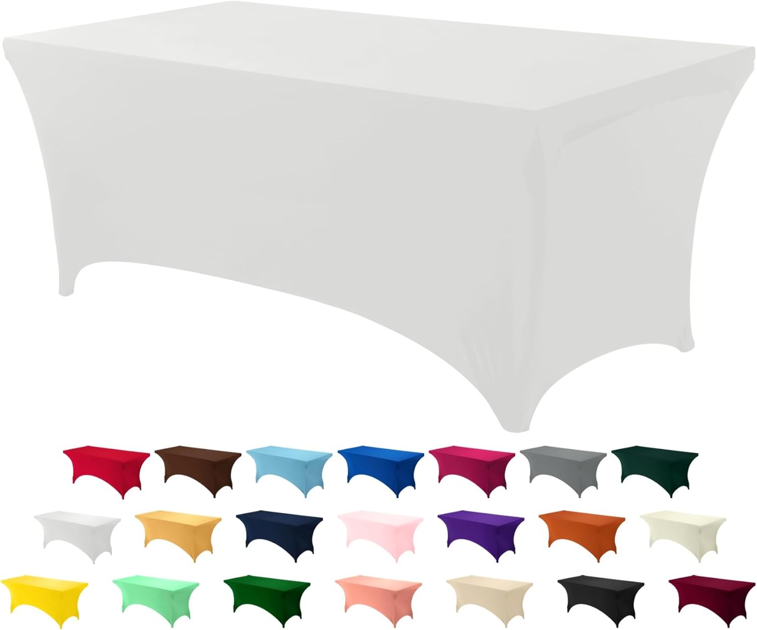 image:imageUtopia Kitchen Spandex Tablecloth 1 Pack 4FT Black Tight Fitted Washable and Wrinkle Resistant Stretch Rectangular Patio Table Cover for Event Wedding Banquet amp Parties 48Lx30Wx30H InchWhite