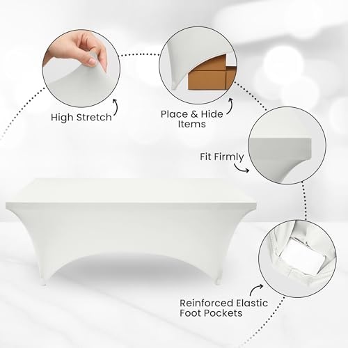 image:imageUtopia Kitchen Spandex Tablecloth 1 Pack 4FT Black Tight Fitted Washable and Wrinkle Resistant Stretch Rectangular Patio Table Cover for Event Wedding Banquet amp Parties 48Lx30Wx30H InchWhite