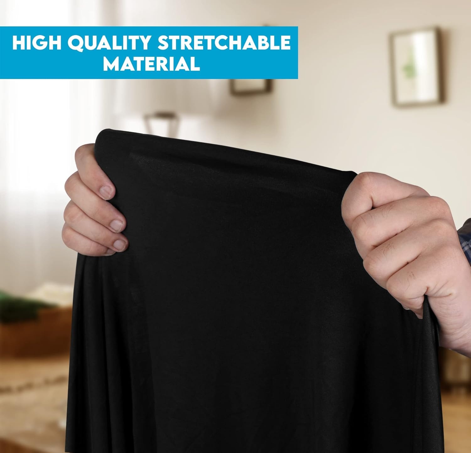 image:imageUtopia Kitchen Spandex Tablecloth 1 Pack 4FT Black Tight Fitted Washable and Wrinkle Resistant Stretch Rectangular Patio Table Cover for Event Wedding Banquet amp Parties 48Lx30Wx30H InchBlack