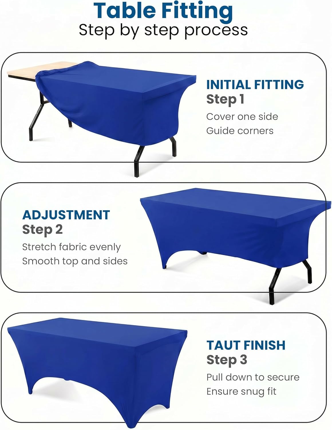 image:imageUtopia Kitchen Spandex Tablecloth 1 Pack 4FT Black Tight Fitted Washable and Wrinkle Resistant Stretch Rectangular Patio Table Cover for Event Wedding Banquet amp Parties 48Lx30Wx30H InchRoyal Blue