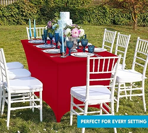 image:imageUtopia Kitchen Spandex Tablecloth 1 Pack 4FT Black Tight Fitted Washable and Wrinkle Resistant Stretch Rectangular Patio Table Cover for Event Wedding Banquet amp Parties 48Lx30Wx30H InchRed