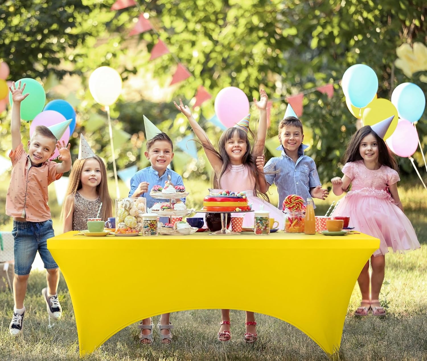 image:imageUtopia Kitchen Spandex Tablecloth 1 Pack 4FT Black Tight Fitted Washable and Wrinkle Resistant Stretch Rectangular Patio Table Cover for Event Wedding Banquet amp Parties 48Lx30Wx30H InchYellow