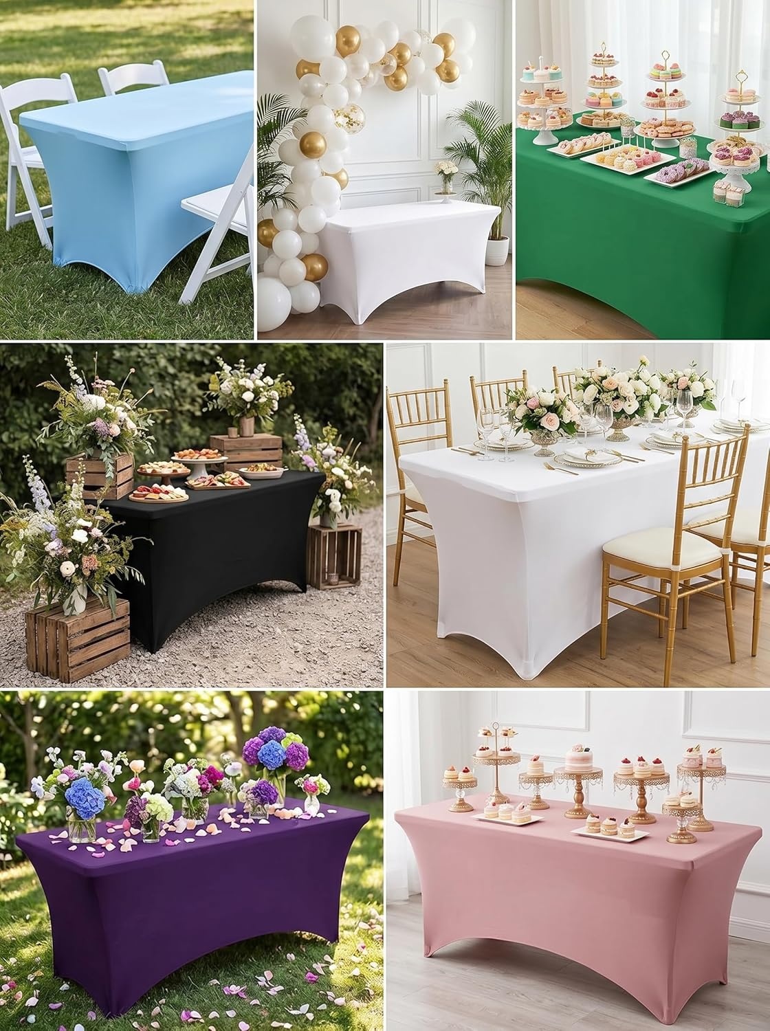 image:imageUtopia Kitchen Spandex Tablecloth 1 Pack 4FT Black Tight Fitted Washable and Wrinkle Resistant Stretch Rectangular Patio Table Cover for Event Wedding Banquet amp Parties 48Lx30Wx30H InchBlack