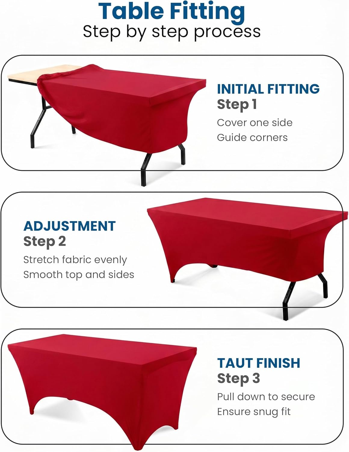 image:imageUtopia Kitchen Spandex Tablecloth 1 Pack 4FT Black Tight Fitted Washable and Wrinkle Resistant Stretch Rectangular Patio Table Cover for Event Wedding Banquet amp Parties 48Lx30Wx30H InchRed