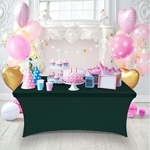 image:imageUtopia Kitchen Spandex Tablecloth 1 Pack 4FT Black Tight Fitted Washable and Wrinkle Resistant Stretch Rectangular Patio Table Cover for Event Wedding Banquet amp Parties 48Lx30Wx30H InchHunter Green