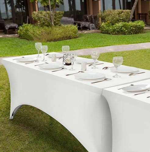 image:imageUtopia Kitchen Spandex Tablecloth 1 Pack 4FT Black Tight Fitted Washable and Wrinkle Resistant Stretch Rectangular Patio Table Cover for Event Wedding Banquet amp Parties 48Lx30Wx30H InchWhite