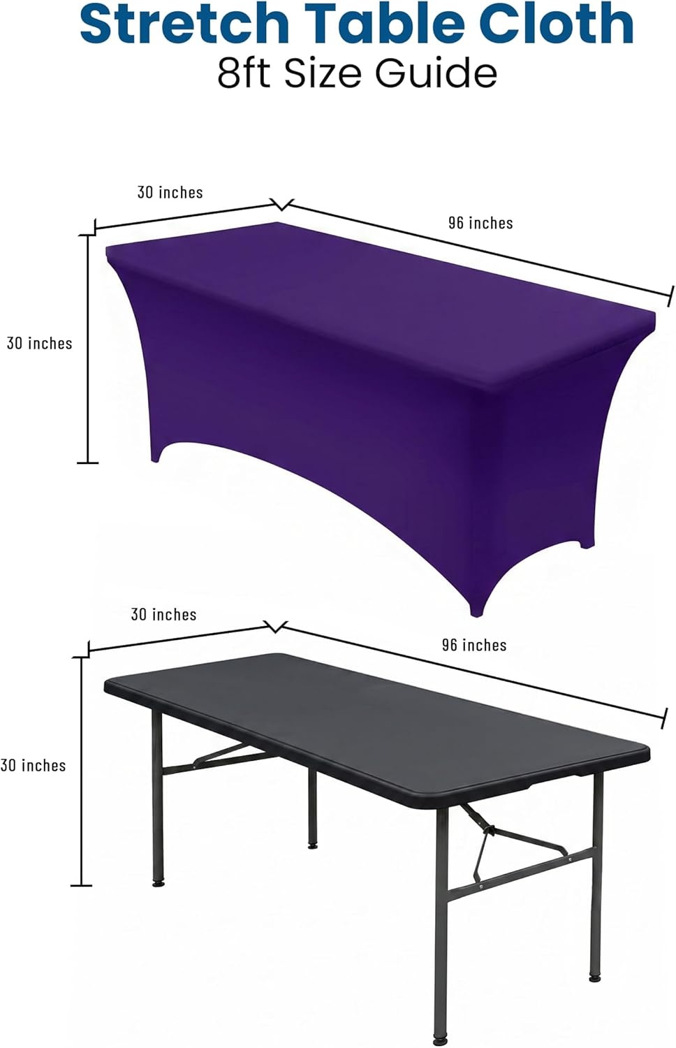 image:imageUtopia Kitchen Spandex Tablecloth 1 Pack 4FT Black Tight Fitted Washable and Wrinkle Resistant Stretch Rectangular Patio Table Cover for Event Wedding Banquet amp Parties 48Lx30Wx30H InchPurple
