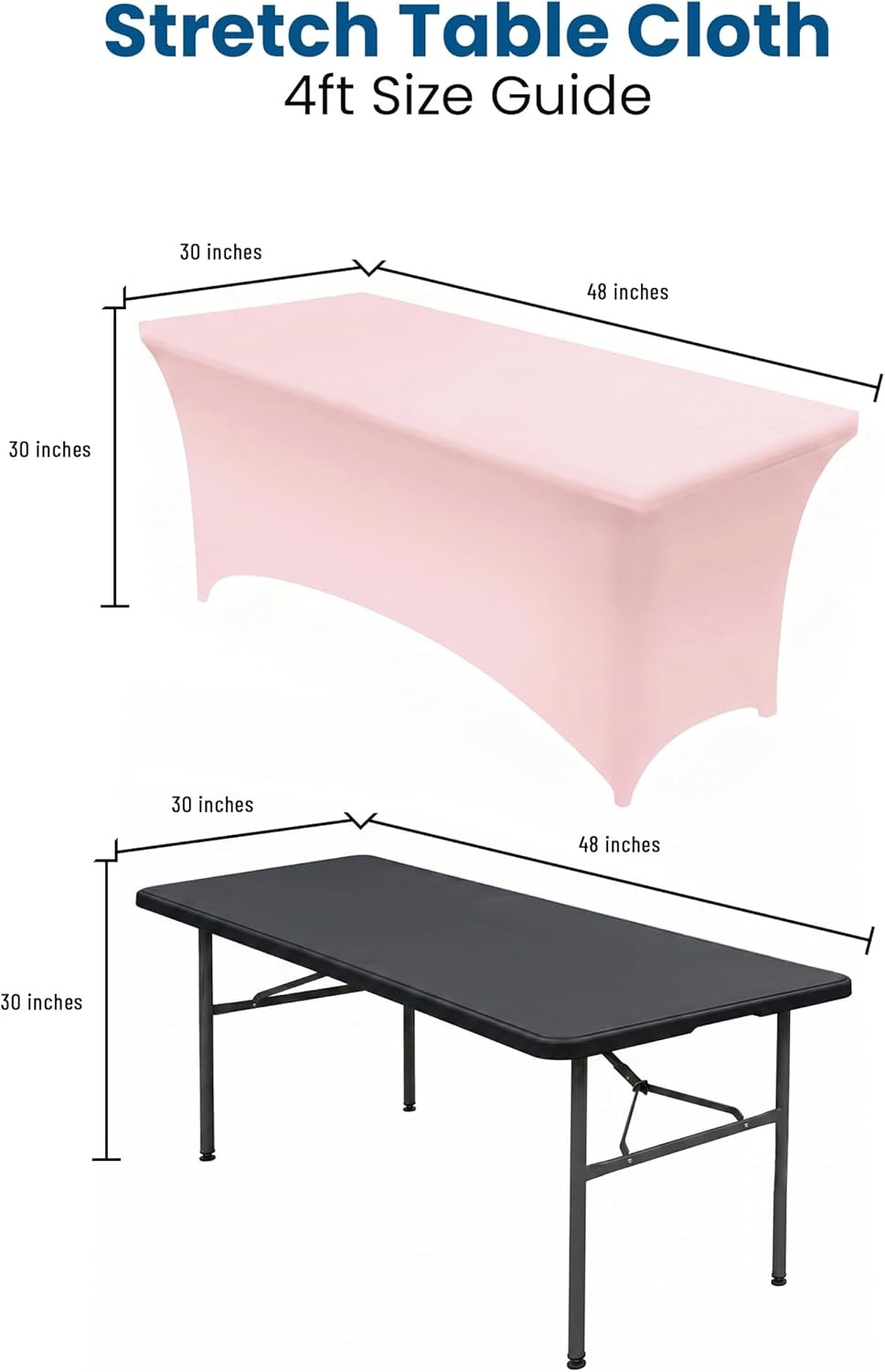 image:imageUtopia Kitchen Spandex Tablecloth 1 Pack 4FT Black Tight Fitted Washable and Wrinkle Resistant Stretch Rectangular Patio Table Cover for Event Wedding Banquet amp Parties 48Lx30Wx30H InchPink