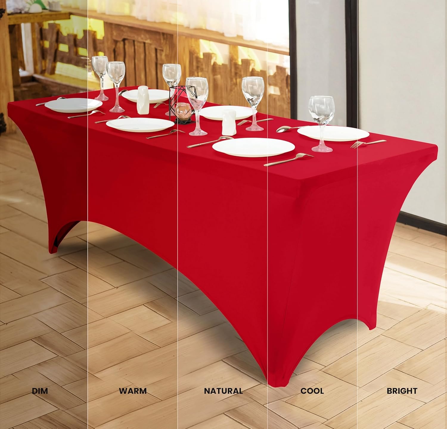 image:imageUtopia Kitchen Spandex Tablecloth 1 Pack 4FT Black Tight Fitted Washable and Wrinkle Resistant Stretch Rectangular Patio Table Cover for Event Wedding Banquet amp Parties 48Lx30Wx30H InchRed