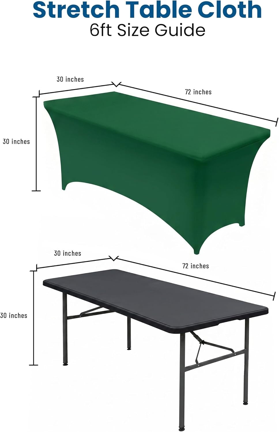image:imageUtopia Kitchen Spandex Tablecloth 1 Pack 4FT Black Tight Fitted Washable and Wrinkle Resistant Stretch Rectangular Patio Table Cover for Event Wedding Banquet amp Parties 48Lx30Wx30H InchEmerald Green
