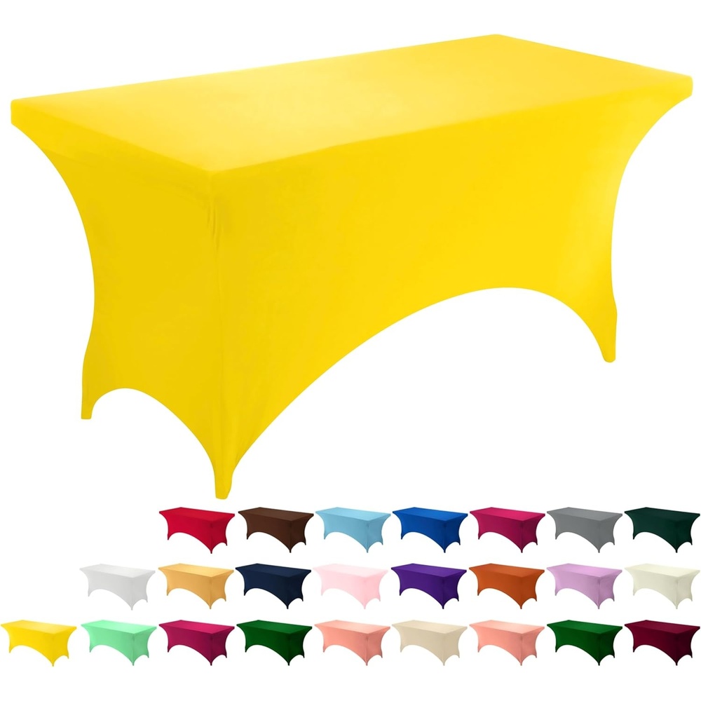 image:imageUtopia Kitchen Spandex Tablecloth 1 Pack 4FT Black Tight Fitted Washable and Wrinkle Resistant Stretch Rectangular Patio Table Cover for Event Wedding Banquet amp Parties 48Lx30Wx30H InchYellow