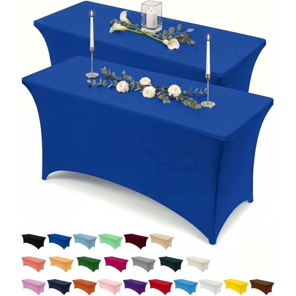 image:imageUtopia Kitchen Spandex Tablecloth 1 Pack 4FT Black Tight Fitted Washable and Wrinkle Resistant Stretch Rectangular Patio Table Cover for Event Wedding Banquet amp Parties 48Lx30Wx30H InchRoyal Blue