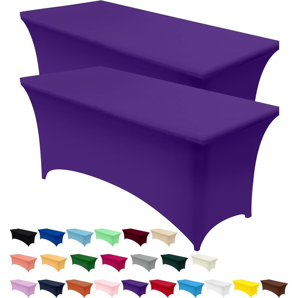 image:imageUtopia Kitchen Spandex Tablecloth 1 Pack 4FT Black Tight Fitted Washable and Wrinkle Resistant Stretch Rectangular Patio Table Cover for Event Wedding Banquet amp Parties 48Lx30Wx30H InchPurple