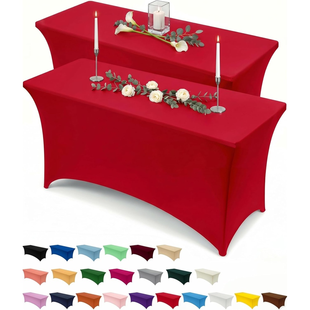 image:imageUtopia Kitchen Spandex Tablecloth 1 Pack 4FT Black Tight Fitted Washable and Wrinkle Resistant Stretch Rectangular Patio Table Cover for Event Wedding Banquet amp Parties 48Lx30Wx30H InchRed