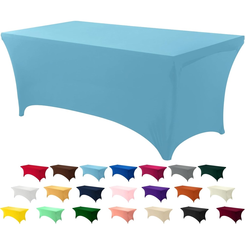 image:imageUtopia Kitchen Spandex Tablecloth 1 Pack 4FT Black Tight Fitted Washable and Wrinkle Resistant Stretch Rectangular Patio Table Cover for Event Wedding Banquet amp Parties 48Lx30Wx30H InchBlue Mist