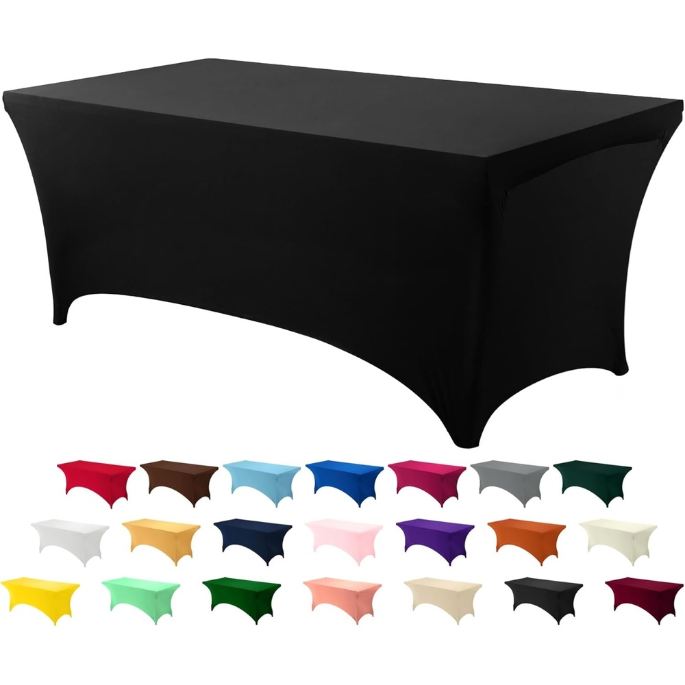image:imageUtopia Kitchen Spandex Tablecloth 1 Pack 4FT Black Tight Fitted Washable and Wrinkle Resistant Stretch Rectangular Patio Table Cover for Event Wedding Banquet amp Parties 48Lx30Wx30H InchBlack