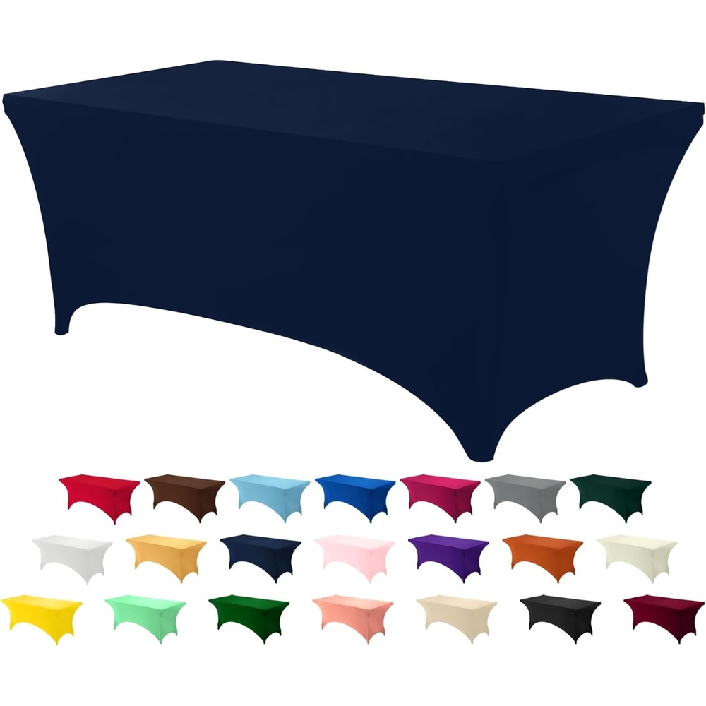 image:imageUtopia Kitchen Spandex Tablecloth 1 Pack 4FT Black Tight Fitted Washable and Wrinkle Resistant Stretch Rectangular Patio Table Cover for Event Wedding Banquet amp Parties 48Lx30Wx30H InchNavy Blue