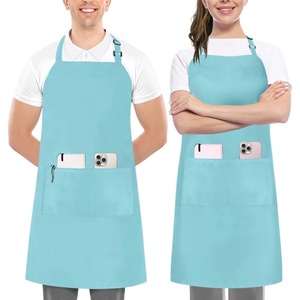 image:imageUtopia Kitchen 2 Pack Bib Apron Adjustable with 2 Pockets Water and Oil Resistant Cooking Kitchen Chef Apron for Women MenAqua