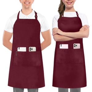 image:imageUtopia Kitchen 2 Pack Bib Apron Adjustable with 2 Pockets Water and Oil Resistant Cooking Kitchen Chef Apron for Women MenBurgundy
