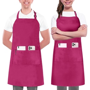 image:imageUtopia Kitchen 2 Pack Bib Apron Adjustable with 2 Pockets Water and Oil Resistant Cooking Kitchen Chef Apron for Women MenPink