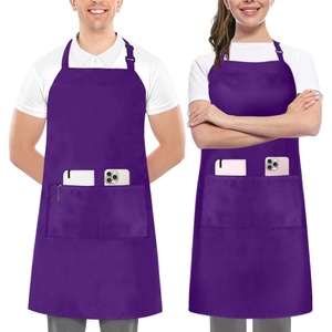 image:imageUtopia Kitchen 2 Pack Bib Apron Adjustable with 2 Pockets Water and Oil Resistant Cooking Kitchen Chef Apron for Women MenPurple