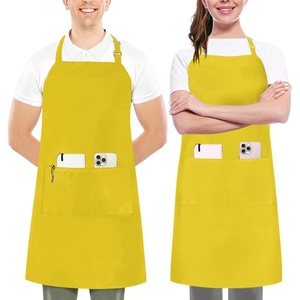 image:imageUtopia Kitchen 2 Pack Bib Apron Adjustable with 2 Pockets Water and Oil Resistant Cooking Kitchen Chef Apron for Women MenYellow