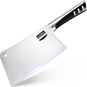 image:imageUtopia Kitchen 7 inch Cleaver Knife Stainless Steel Chef Butcher Knives for Meat Vegetable Multipurpose Kitchen Chef Knife Chopping BoneBlack