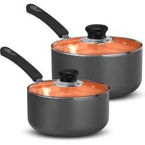 image:imageUtopia Kitchen Nonstick Saucepan Set Cooking Pots with Lids 1 Quart and 2 Quarts Multipurpose Kitchen Small Pots for Cooking Nonstick With Lids 1 qt amp 2 qt Set Grey amp BlackCopperGrey
