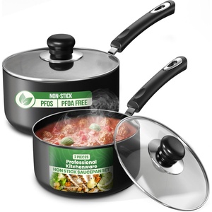 image:imageUtopia Kitchen Nonstick Saucepan Set Cooking Pots with Lids 1 Quart and 2 Quarts Multipurpose Kitchen Small Pots for Cooking Nonstick With Lids 1 qt amp 2 qt Set Grey amp BlackGreyBlack