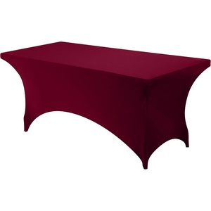 image:imageUtopia Kitchen Spandex Tablecloth 1 Pack 4FT Black Tight Fitted Washable and Wrinkle Resistant Stretch Rectangular Patio Table Cover for Event Wedding Banquet amp Parties 48Lx30Wx30H InchBurgundy