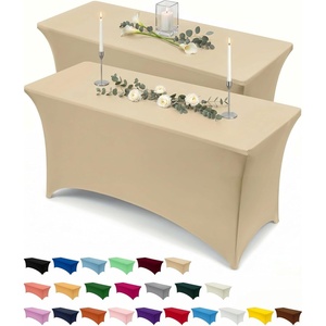 image:imageUtopia Kitchen Spandex Tablecloth 1 Pack 4FT Black Tight Fitted Washable and Wrinkle Resistant Stretch Rectangular Patio Table Cover for Event Wedding Banquet amp Parties 48Lx30Wx30H InchChampagne