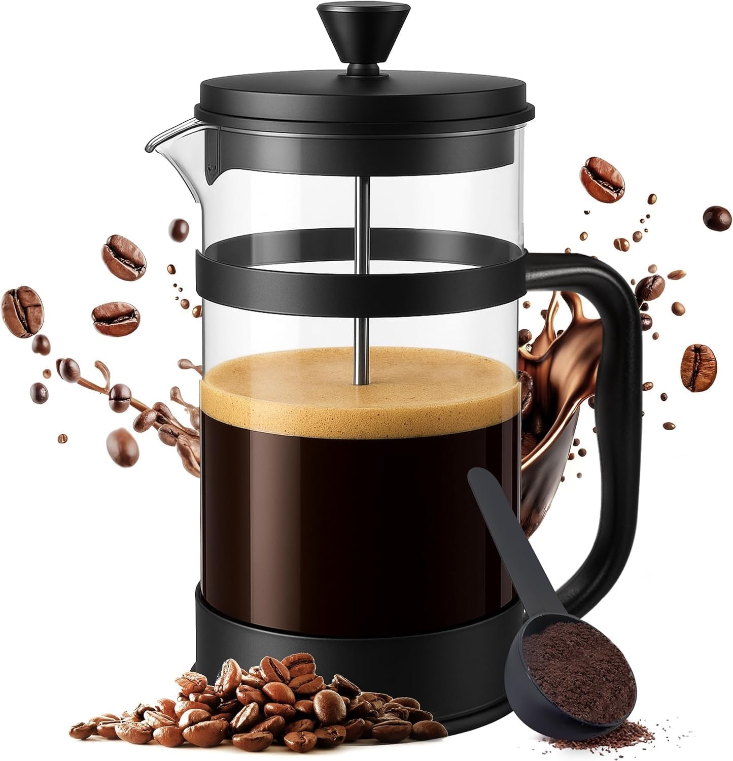 image:imageUtopia Kitchen French Press Espresso and Tea Maker with Triple Filters Stainless Steel Plunger and Heat Resistant Borosilicate Glass Aqua 34oz Pack of 1Black
