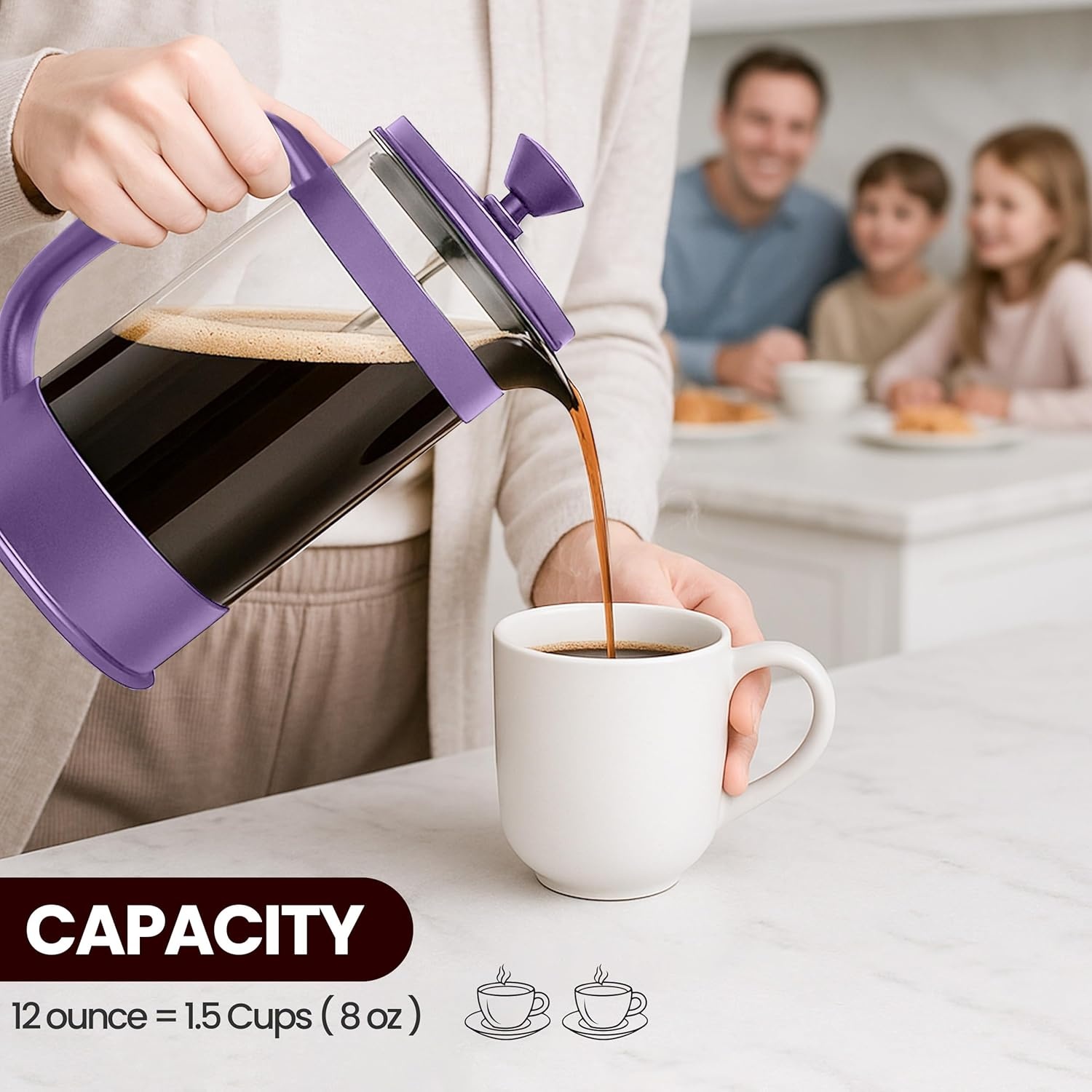image:imageUtopia Kitchen French Press Espresso and Tea Maker with Triple Filters Stainless Steel Plunger and Heat Resistant Borosilicate Glass Aqua 34oz Pack of 1Plum