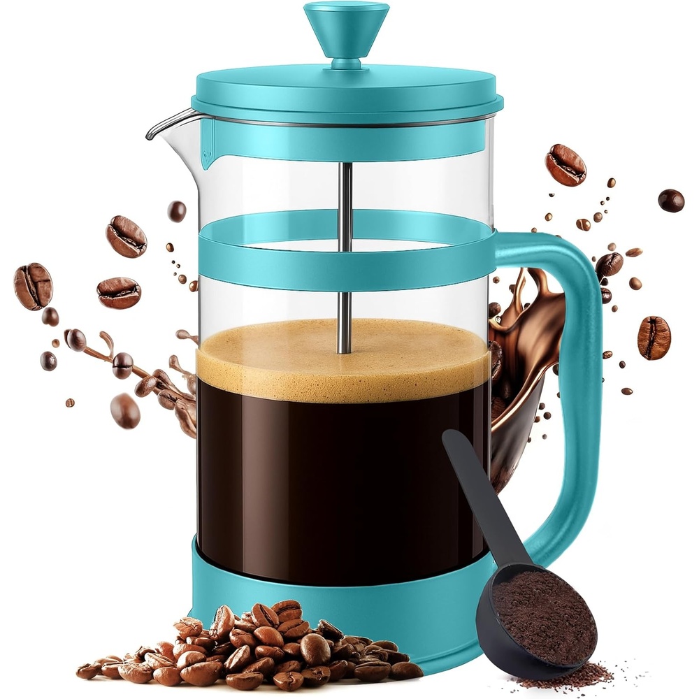 image:imageUtopia Kitchen French Press Espresso and Tea Maker with Triple Filters Stainless Steel Plunger and Heat Resistant Borosilicate Glass Aqua 34oz Pack of 1Aqua