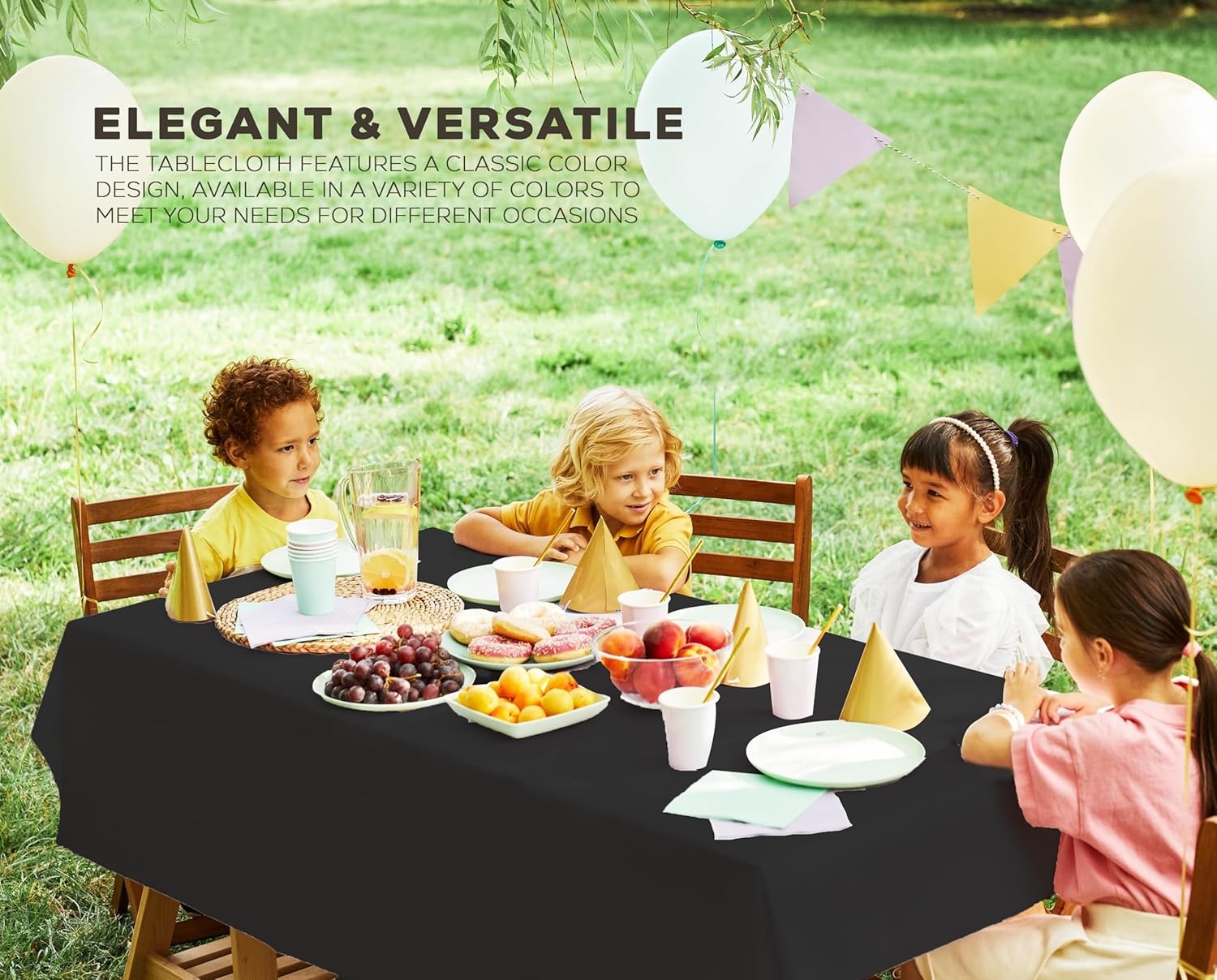 image:imageUtopia Kitchen Plastic Table Cloth Disposable 12 Pack 54x108 Inch Birthday Rectangle Tablecloth Waterproof Stain Resistant Party Table CoverBlack