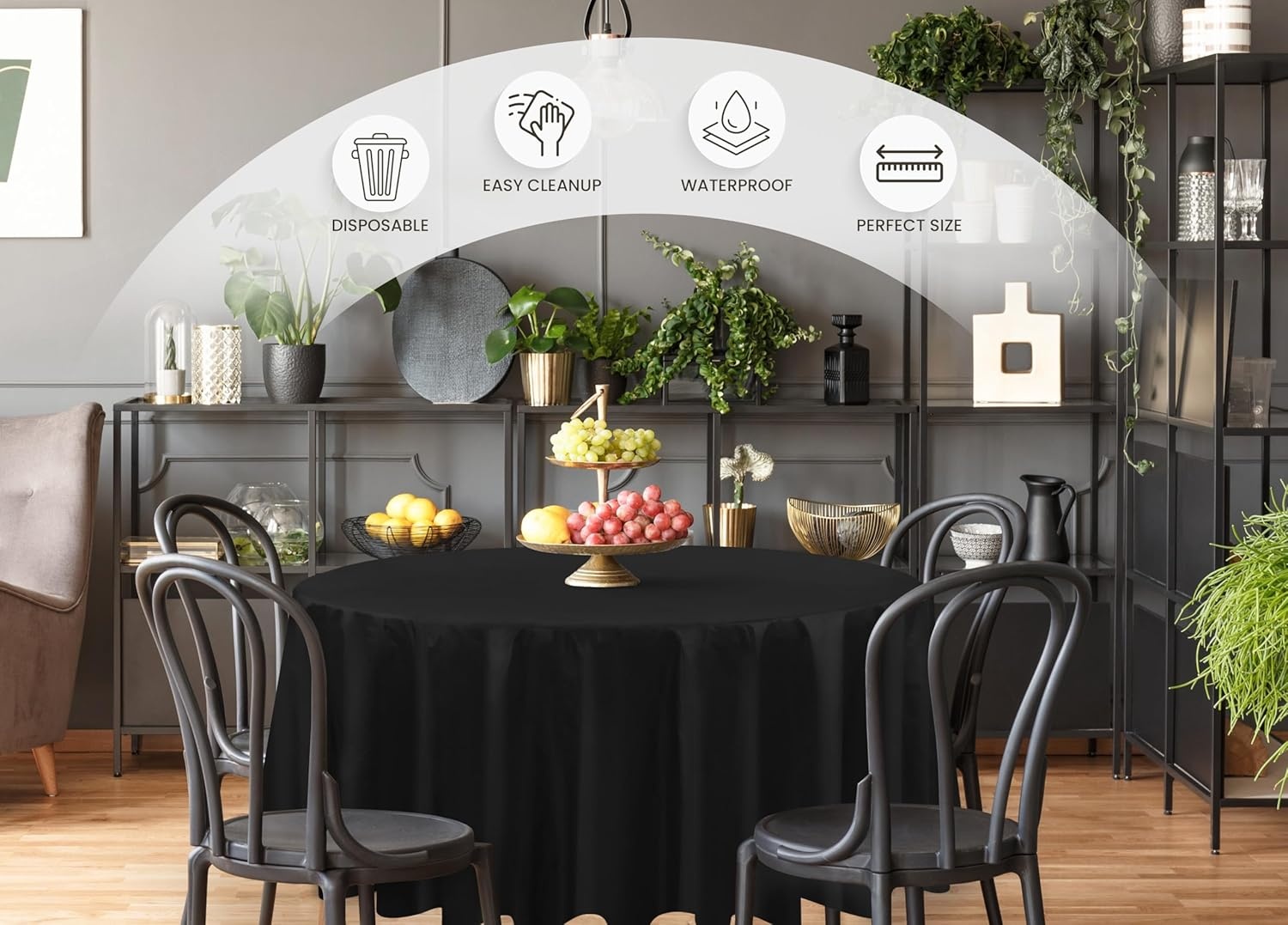 image:imageUtopia Kitchen Plastic Table Cloth Disposable 12 Pack 54x108 Inch Birthday Rectangle Tablecloth Waterproof Stain Resistant Party Table CoverBlack