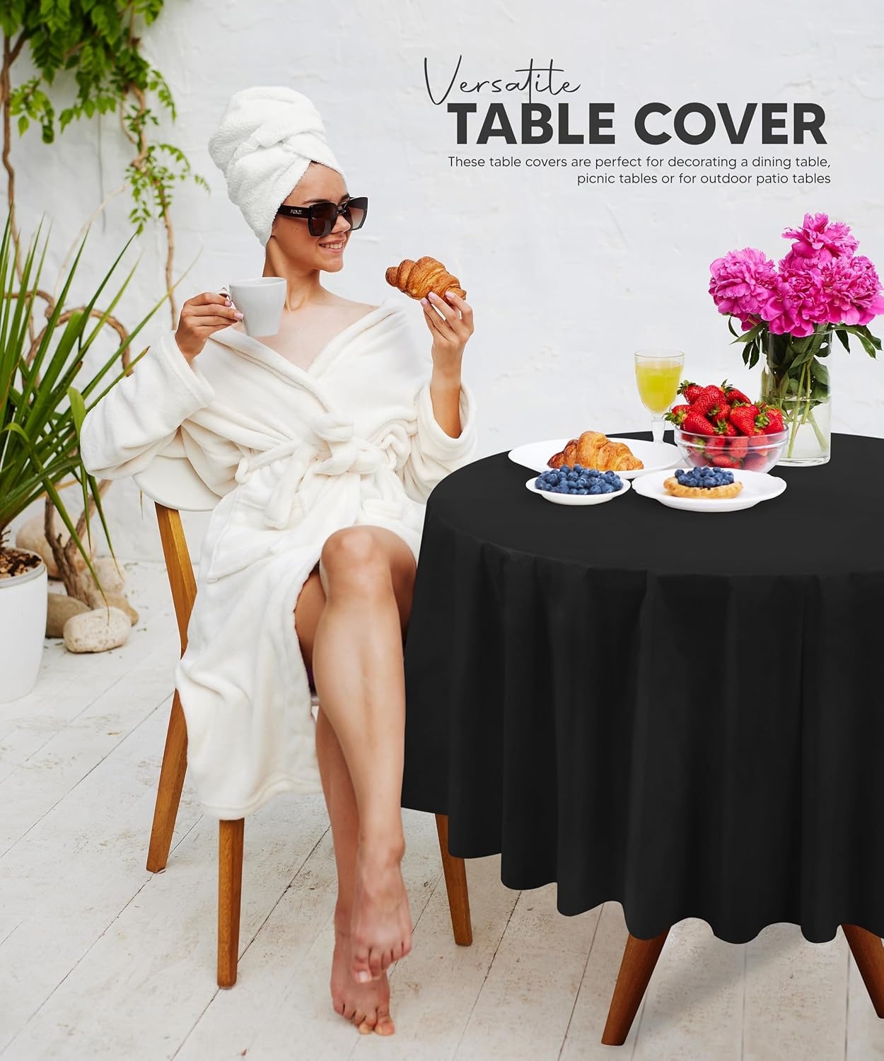 image:imageUtopia Kitchen Plastic Table Cloth Disposable 12 Pack 54x108 Inch Birthday Rectangle Tablecloth Waterproof Stain Resistant Party Table CoverBlack