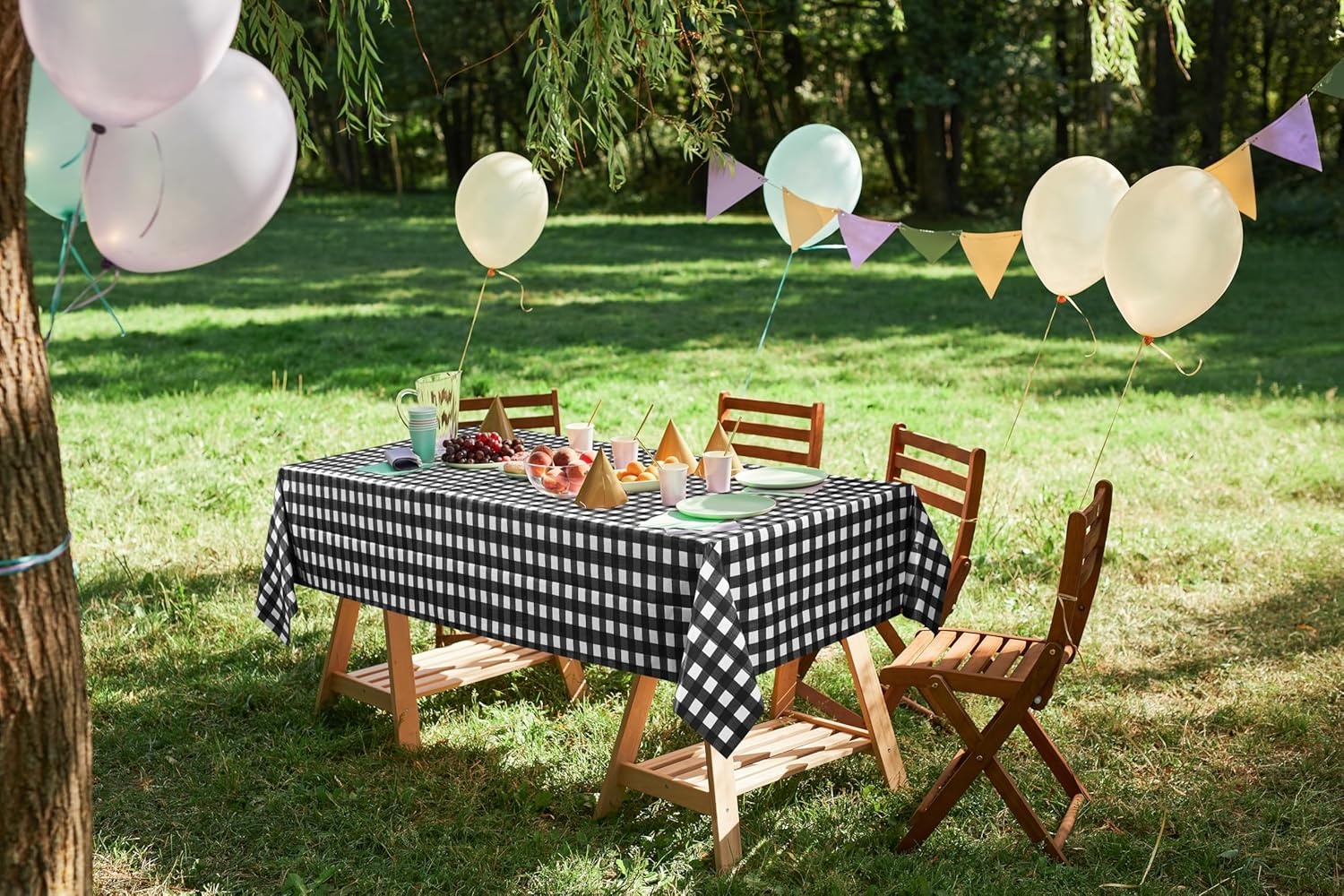 image:imageUtopia Kitchen Plastic Table Cloth Disposable 12 Pack 54x108 Inch Birthday Rectangle Tablecloth Waterproof Stain Resistant Party Table CoverBlack Check