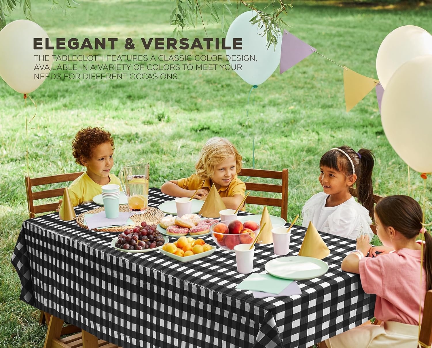 image:imageUtopia Kitchen Plastic Table Cloth Disposable 12 Pack 54x108 Inch Birthday Rectangle Tablecloth Waterproof Stain Resistant Party Table CoverBlack Check