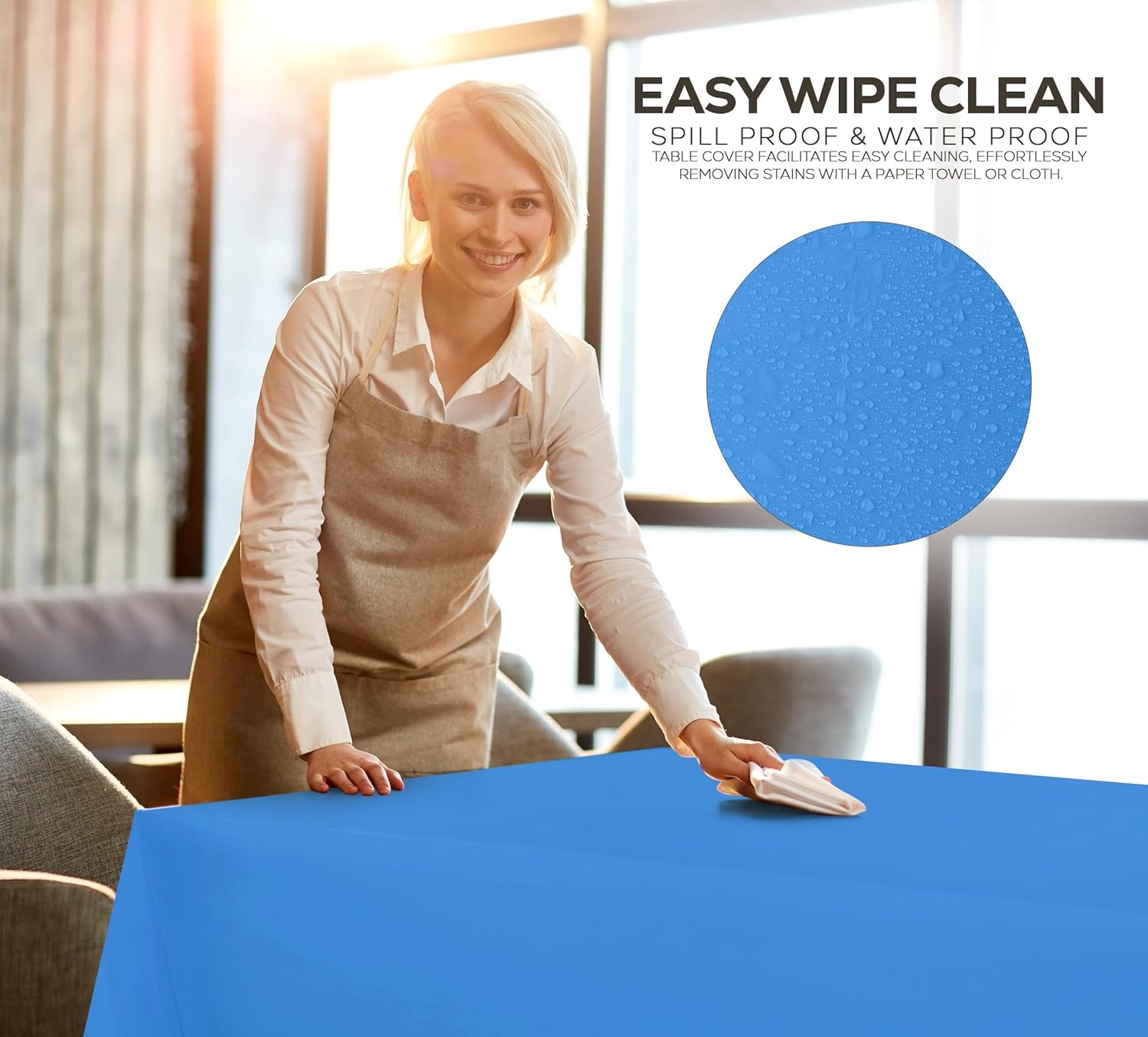 image:imageUtopia Kitchen Plastic Table Cloth Disposable 12 Pack 54x108 Inch Birthday Rectangle Tablecloth Waterproof Stain Resistant Party Table CoverBlue