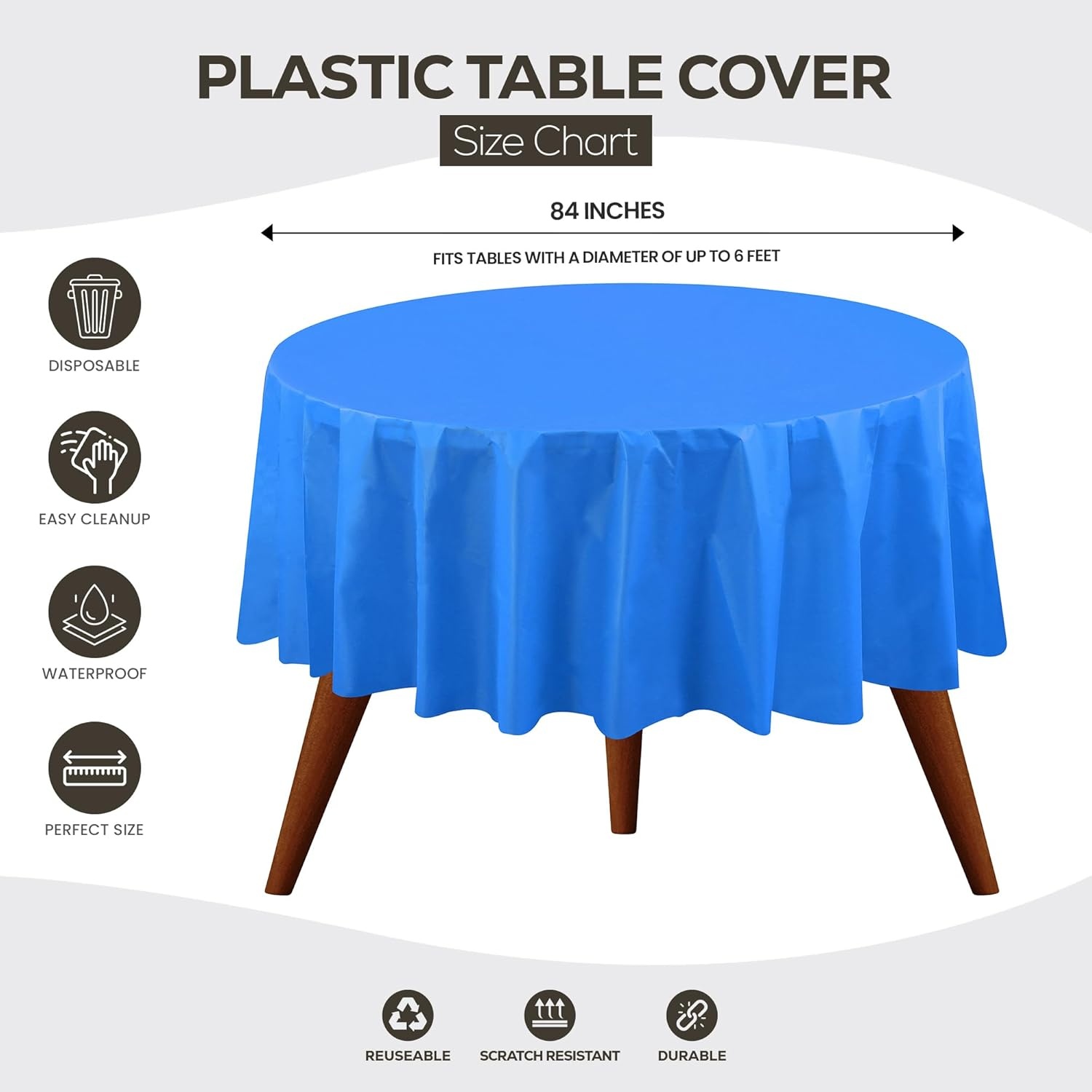 image:imageUtopia Kitchen Plastic Table Cloth Disposable 12 Pack 54x108 Inch Birthday Rectangle Tablecloth Waterproof Stain Resistant Party Table CoverBlue