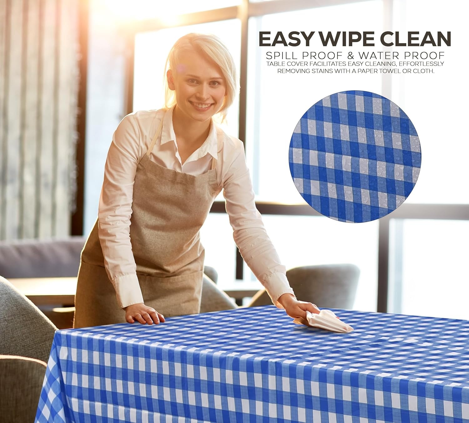 image:imageUtopia Kitchen Plastic Table Cloth Disposable 12 Pack 54x108 Inch Birthday Rectangle Tablecloth Waterproof Stain Resistant Party Table CoverBlue Check