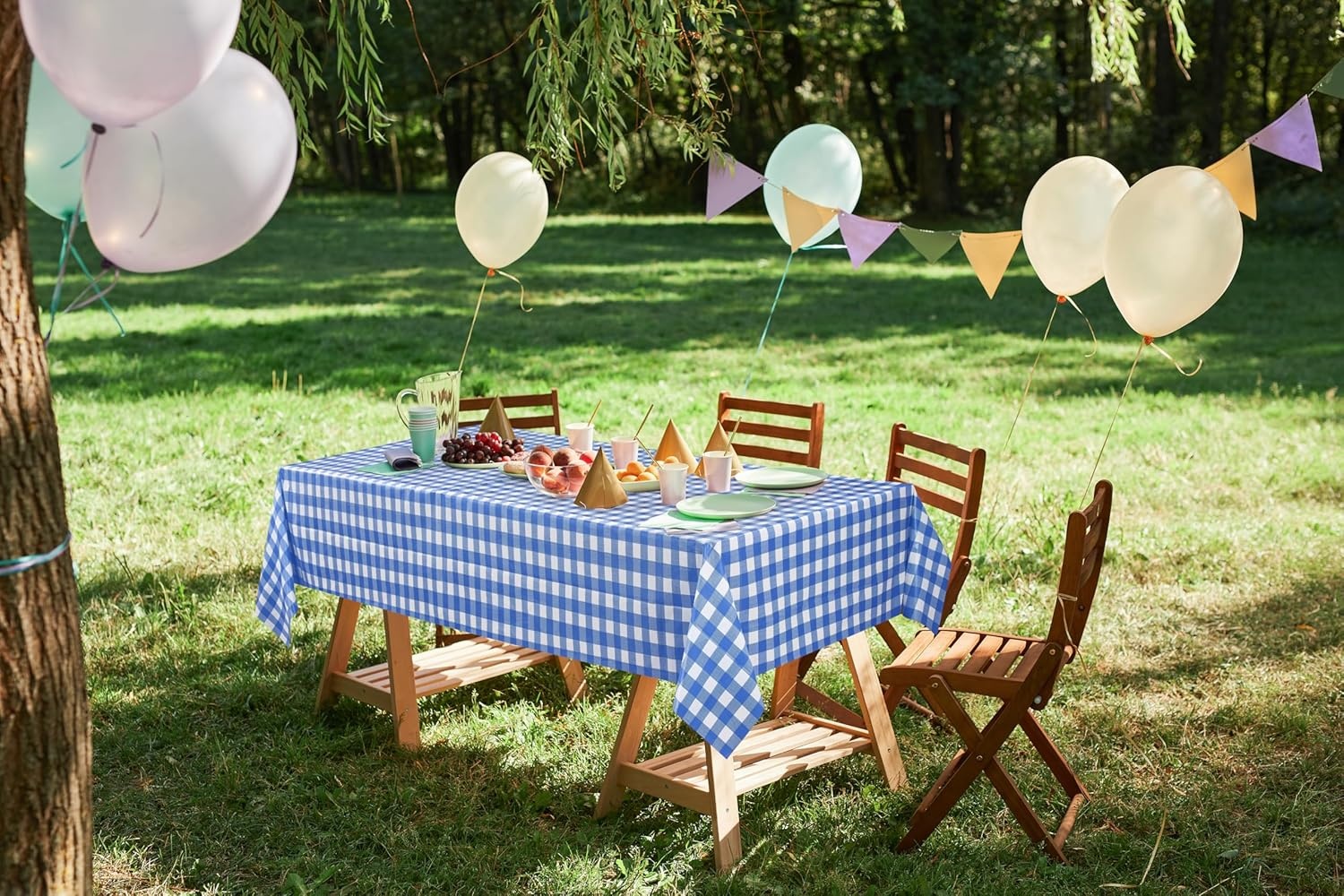image:imageUtopia Kitchen Plastic Table Cloth Disposable 12 Pack 54x108 Inch Birthday Rectangle Tablecloth Waterproof Stain Resistant Party Table CoverBlue Check