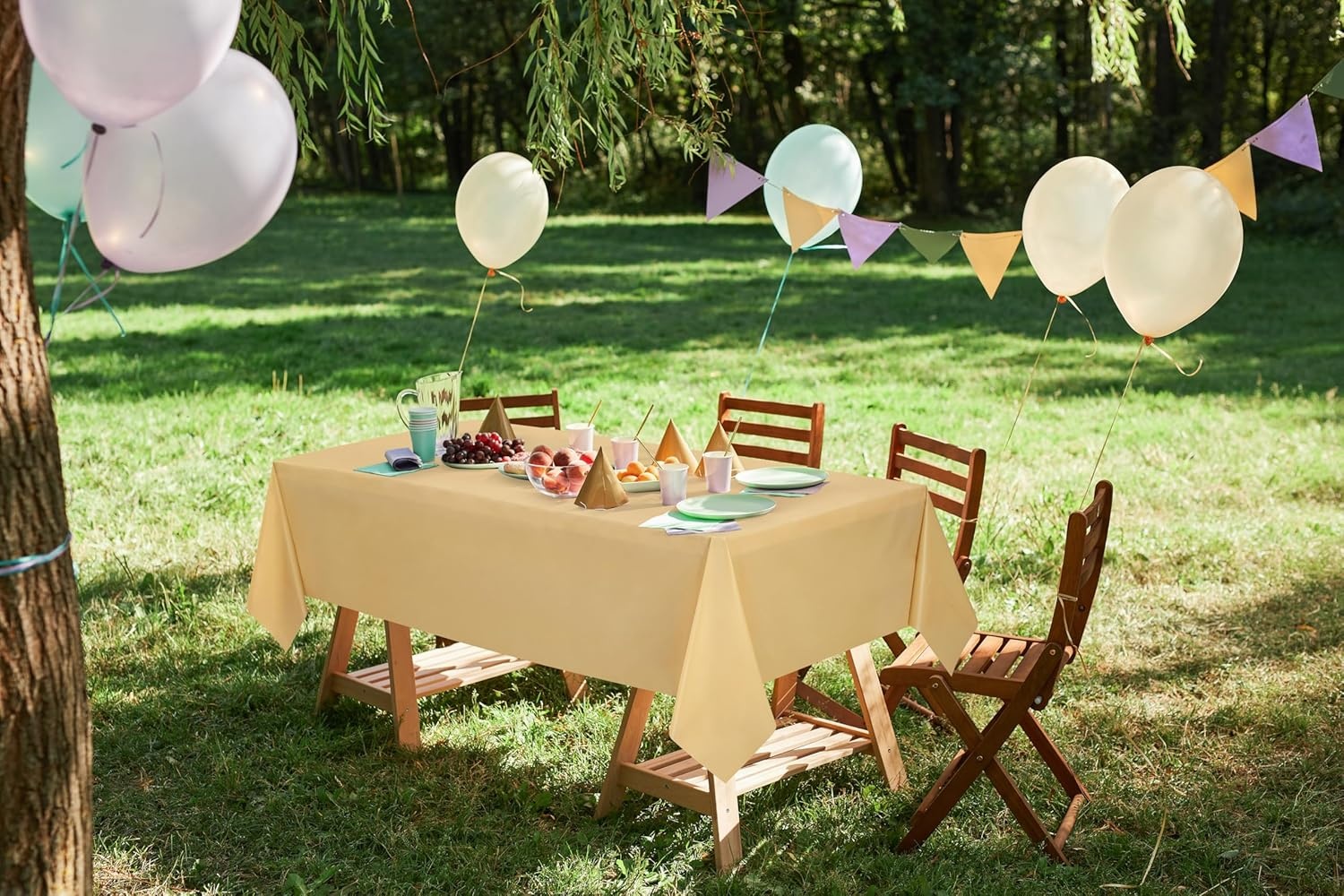 image:imageUtopia Kitchen Plastic Table Cloth Disposable 12 Pack 54x108 Inch Birthday Rectangle Tablecloth Waterproof Stain Resistant Party Table CoverGold