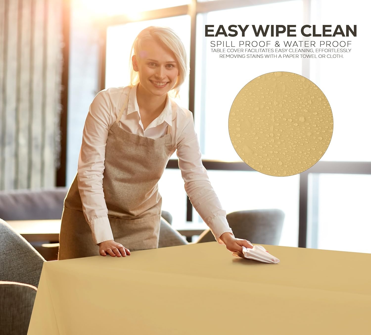 image:imageUtopia Kitchen Plastic Table Cloth Disposable 12 Pack 54x108 Inch Birthday Rectangle Tablecloth Waterproof Stain Resistant Party Table CoverGold