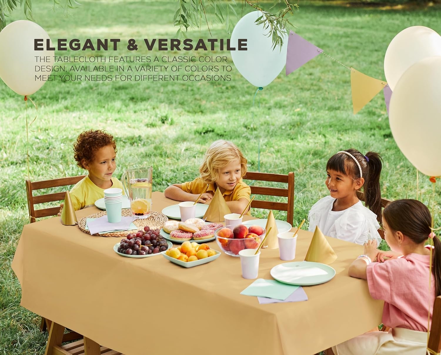 image:imageUtopia Kitchen Plastic Table Cloth Disposable 12 Pack 54x108 Inch Birthday Rectangle Tablecloth Waterproof Stain Resistant Party Table CoverGold