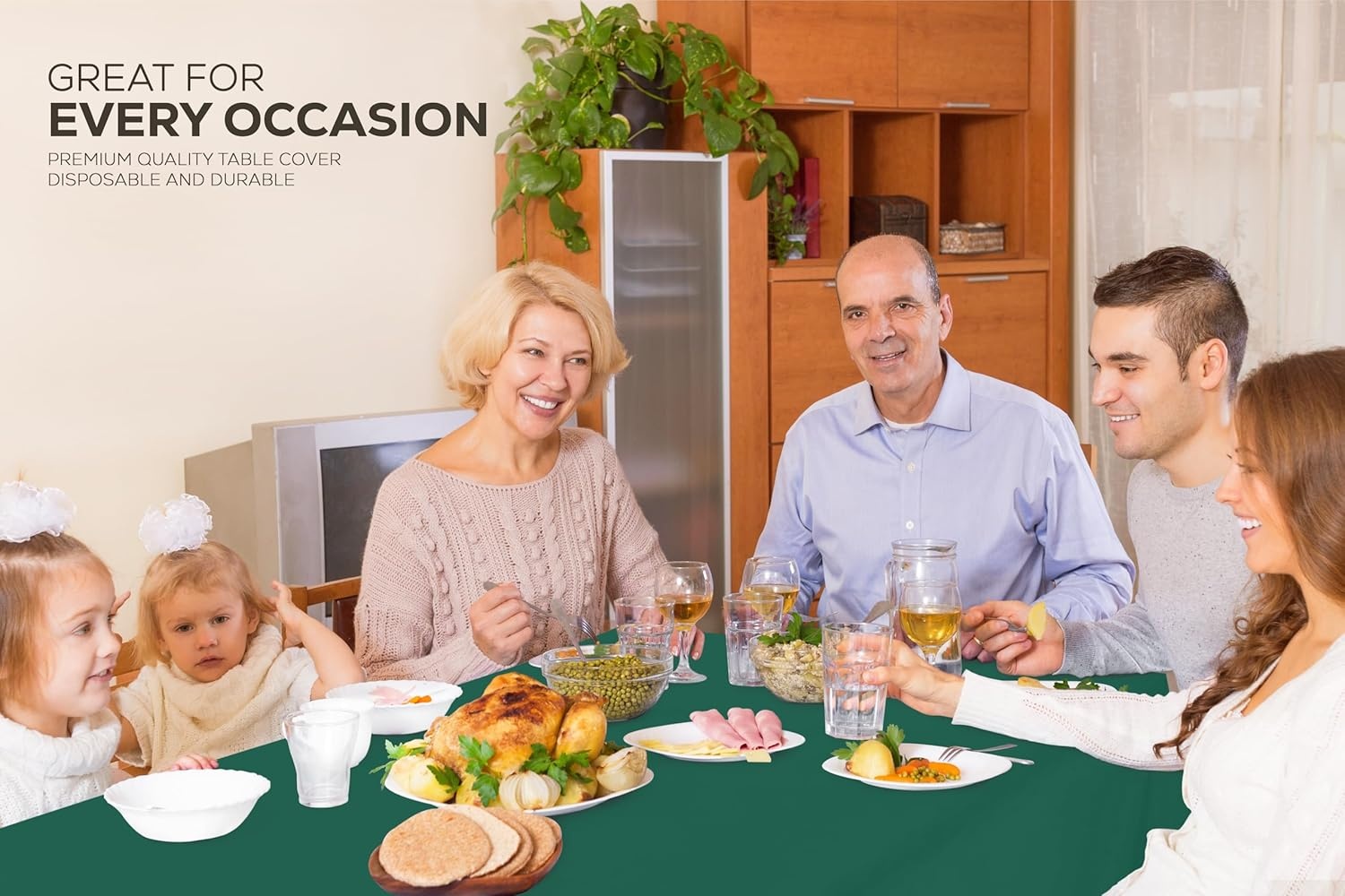 image:imageUtopia Kitchen Plastic Table Cloth Disposable 12 Pack 54x108 Inch Birthday Rectangle Tablecloth Waterproof Stain Resistant Party Table CoverGreen