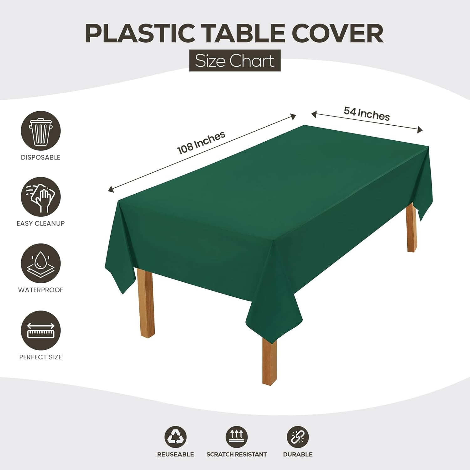 image:imageUtopia Kitchen Plastic Table Cloth Disposable 12 Pack 54x108 Inch Birthday Rectangle Tablecloth Waterproof Stain Resistant Party Table CoverGreen