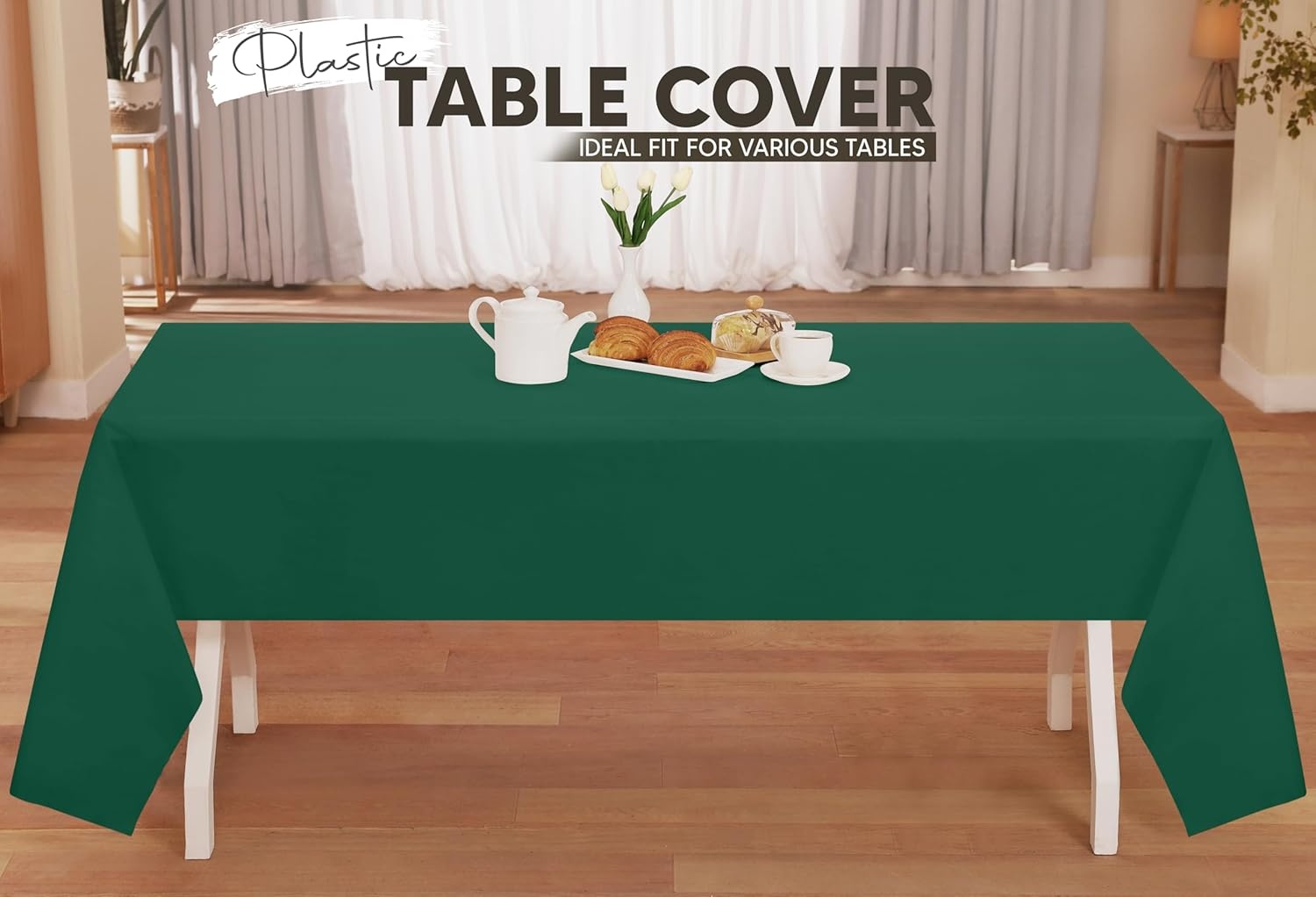 image:imageUtopia Kitchen Plastic Table Cloth Disposable 12 Pack 54x108 Inch Birthday Rectangle Tablecloth Waterproof Stain Resistant Party Table CoverGreen