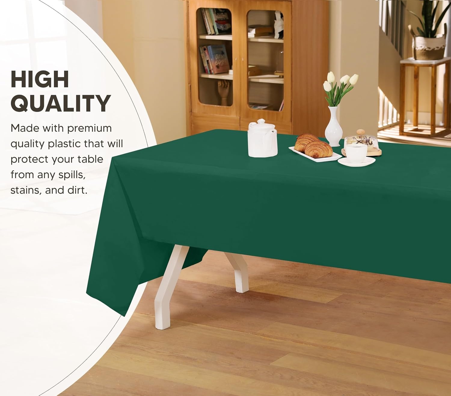 image:imageUtopia Kitchen Plastic Table Cloth Disposable 12 Pack 54x108 Inch Birthday Rectangle Tablecloth Waterproof Stain Resistant Party Table CoverGreen
